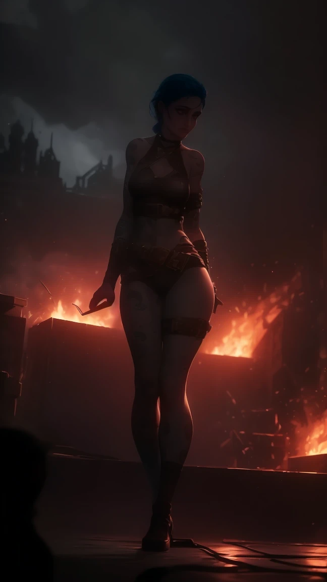 (masterpiece, Best quality), 1 girl, crying, portrait, very sexy, full length (full body 1.1.), очень feminine, Bare breasts, Beautiful waist, gloomy composition, flame, fire, Flash, very beautiful, feminine, long hair, hair braided in long braids, very sexy, emphasis on the eyes, face accent, Beautiful face, Hands, Hair, Haired ponytail, tie ,red purple eyes, Джинкс crying, Blue cloud tattoo, (masterpiece, Best quality), Side lighting, beautiful detailed eyes, crazy face), (Best quality), (masterpiece), magic photography, Spectacular lighting, Photorealism, ultra detailed, интимная portraitная композиция, 1. 4,8 k UHD, aesthetic, Cd., A high resolution, 8 k, better lighting, Best shade, Ultra-HD, A high resolution, sharp focus, Complex background, Cinematic lighting, ((Landscape view)), 4K block, (better lighting), ((Cinematic lighting)),