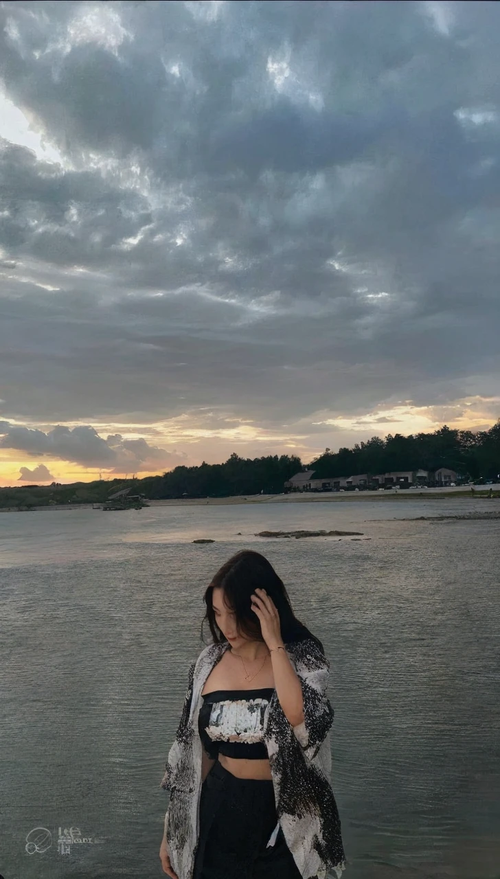 (Best quality, High resolution, Masterpiece :1.3), A tall and pretty woman, Slender abs, Dark brown hair styled in loose waves, Breasts, Wearing pendant, White button up shirt, Belt, Black skirt, (Modern architecture in background), Details exquisitely rendered in the face and skin texture, Detailed eyes, Double eyelid