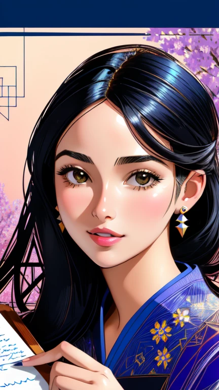 1girl, professional, majestic, extreme close-up shot of a Algerian ([spearmint:Writing desk:2]:1.3) , it is very Relaxing and Detailed, it is inspired by Goblins, it is smooth, elegant, simple tiger print and electric purple background, lush garden and flowers, at Dusk, soft focus, architecture art, (bauhaus art stylized by Ray Eames:1.3) , Rough sketch, Light, Altermodern, natural lighting, 800mm lens, anaglyph filter, sgraffito, dark indigo explosions, highly detailed, Best quality