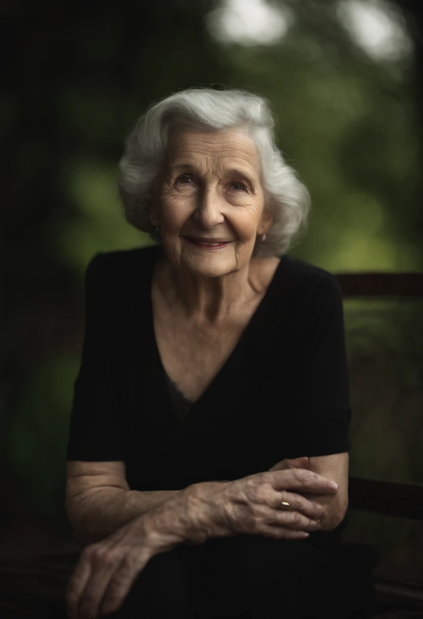 A realistic portrait of an elderly woman, facing the camera