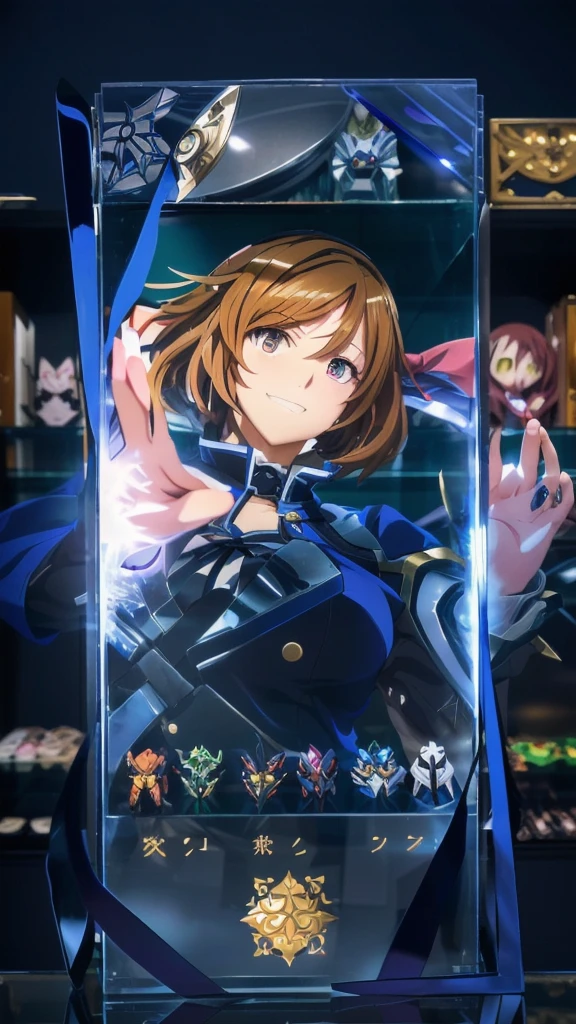 anime characters are in a display case with a lot of different items, female protagonist 👀 :8, portrait of a female anime hero, main character, female protagonist, fighting game character, android heroine, best anime 4k konachan wallpaper, amazing wallpaper, character select portrait, inspired by Li Shida, guilty gear art style, hd screenshot, key art