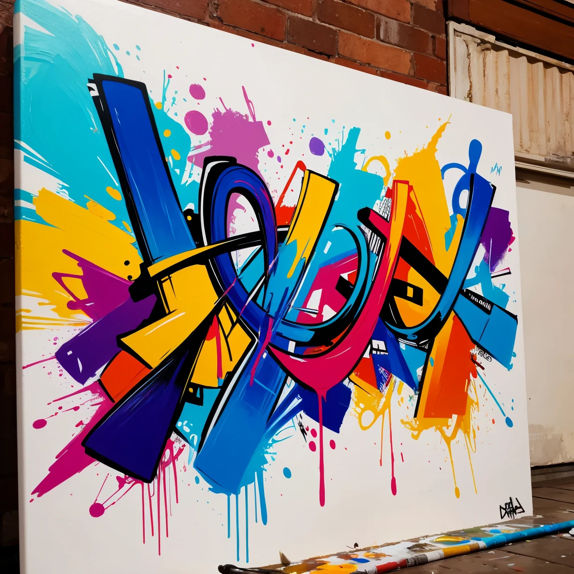 graffiti, acrylic painting, brush strokes:1.3,