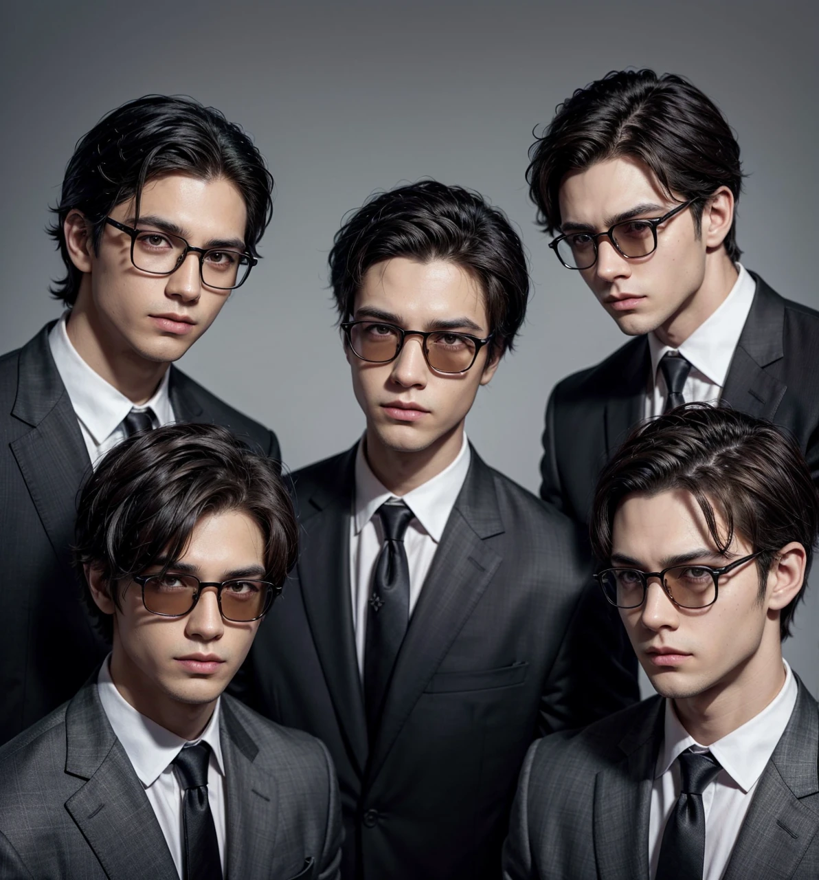 The first man has brown skin and dark brown hair., the second man has light skin and black hair, They are wearing dark glasses and black suits. I want to color the drawing in Cartoon style
