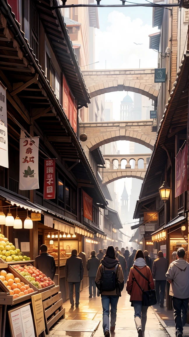 Ancient buildings,crowd ,market,nation