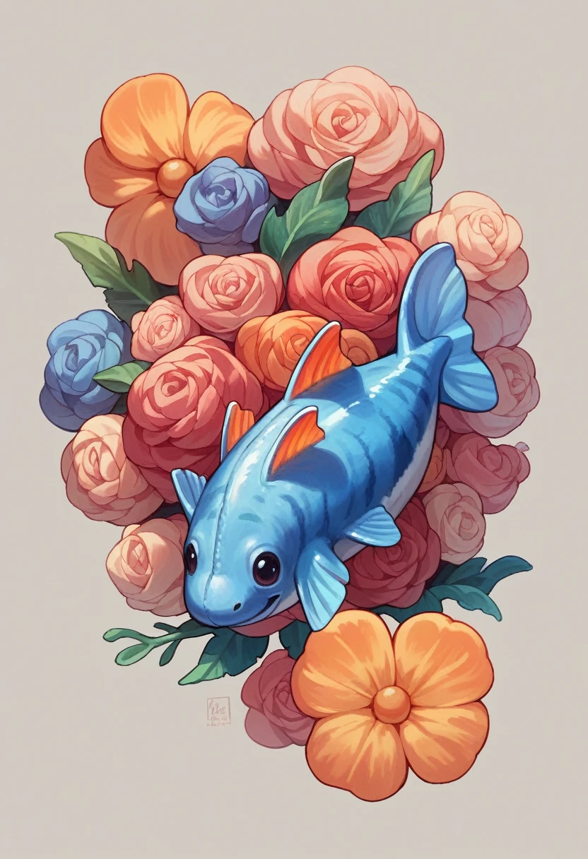 (Best Quality, high resolution:1.2), realist, Detailed illustration, fish toy, playful and vibrant colors, cute and friendly expressions, adorable fuzzy texture, in a children's style, with emphasis on facial features such as large, round eyes, showing off his charming personality, happy and energetic pose with your (honorary)t visible, (adorable honoraryt), (cute honoraryt), surrounded by colorful toys and accessories, an animated and dynamic background that represents a fun and imaginative environment, Soft and delicate lighting to enhance the cozy and welcoming atmosphere.