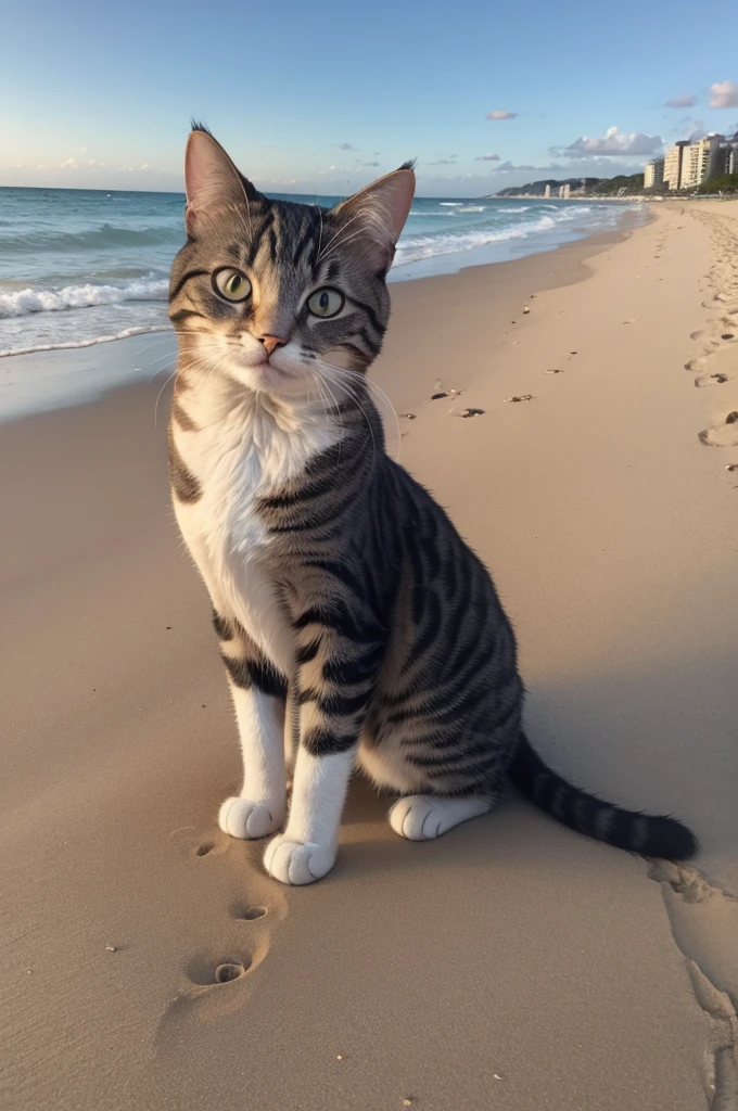 A cat on the beach