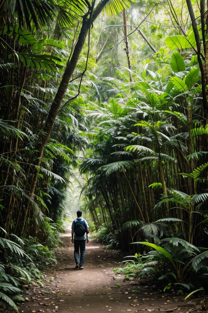 A person walking in the jungle
