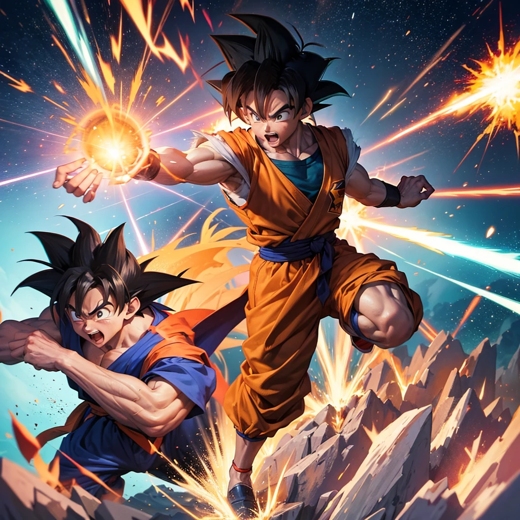 Goku transforming into a super saiyan