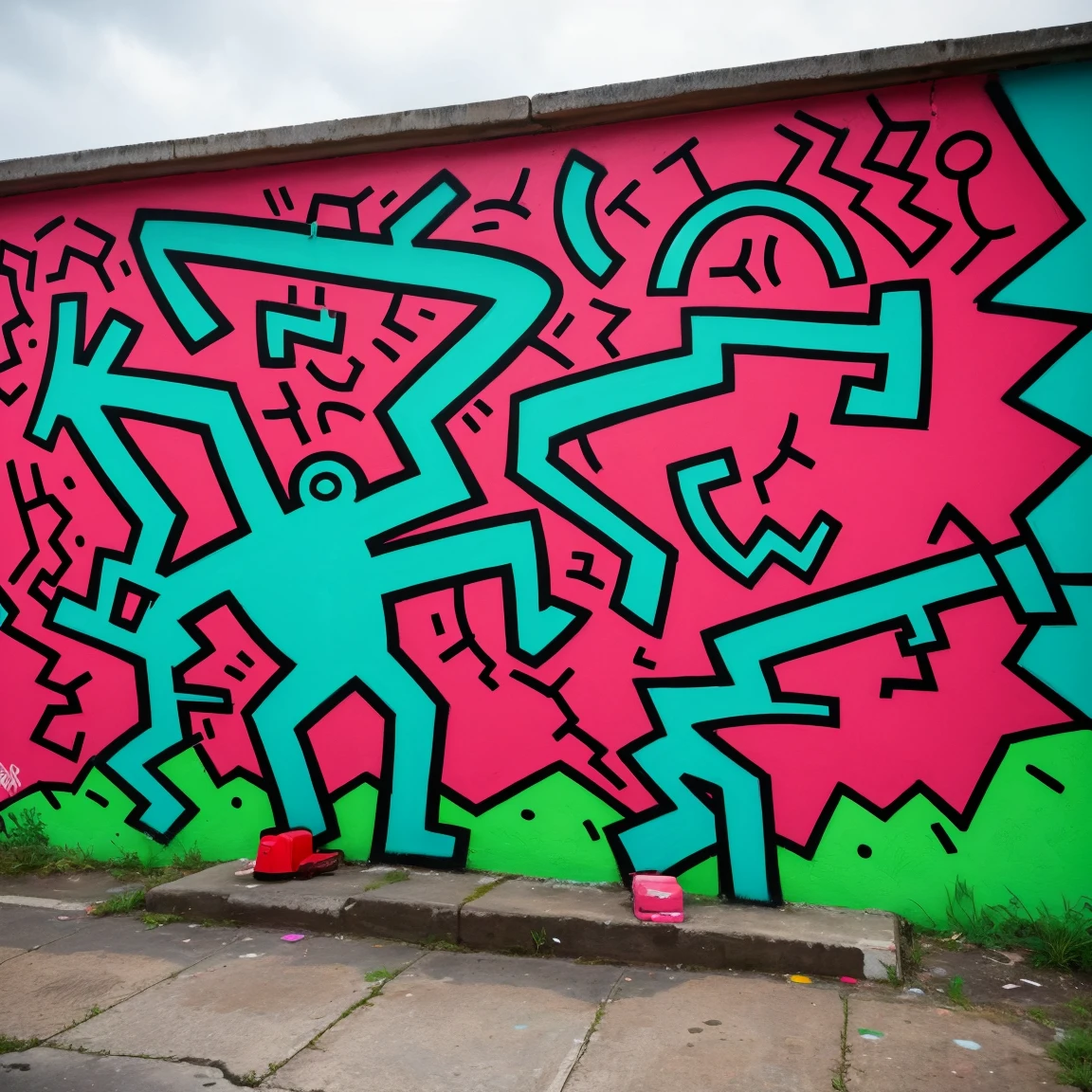 graffiti, painting, art by Keith Haring, 