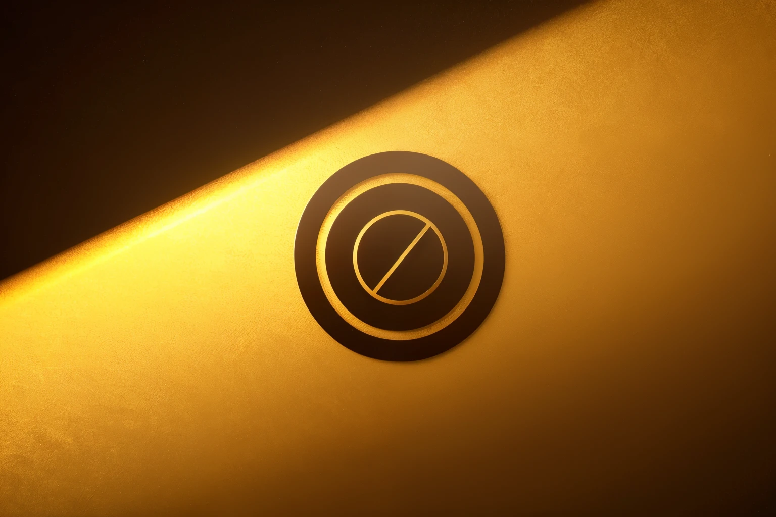 Φ in an old gold gradient. Soft golden sunlight falls on each logo, also forming shadows. The background is a gradient of dark colors highlighting each element of the image.