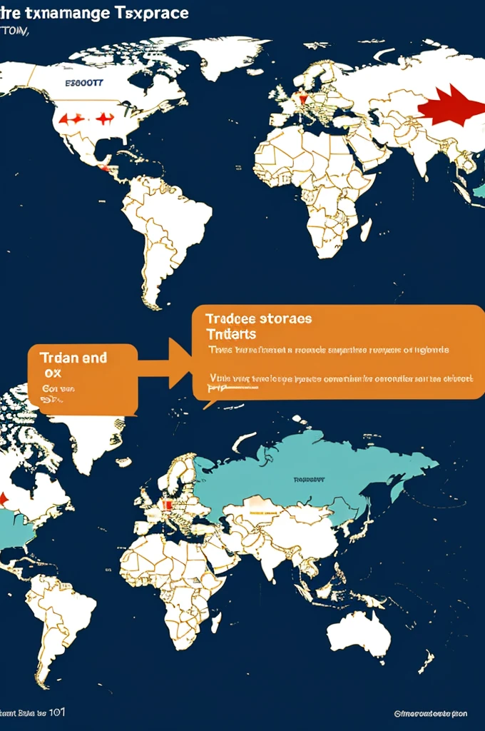 A graph showing the trade exchange between different countries, with arrows indicating exports and imports.
