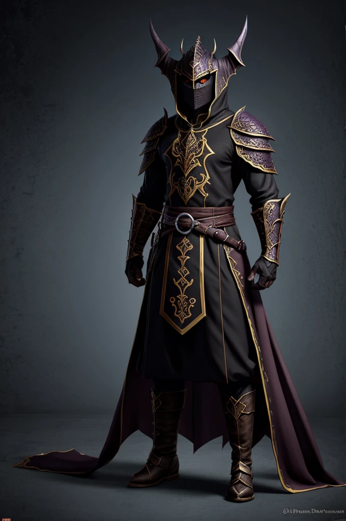 (character illustration) (fantasy rpg) (drawing) of a dark humanoid Dragon, wears traditional feudal tunics, (non-human) (do not deform) (not inconsistency) (anime)