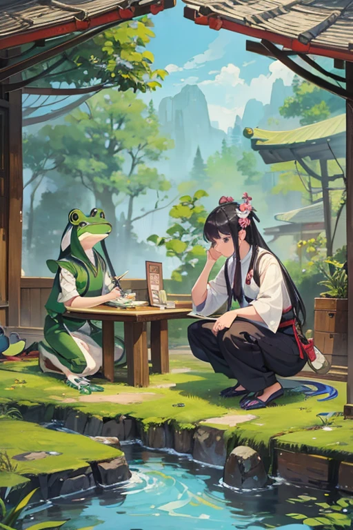 Frogs doing business in the Edo period