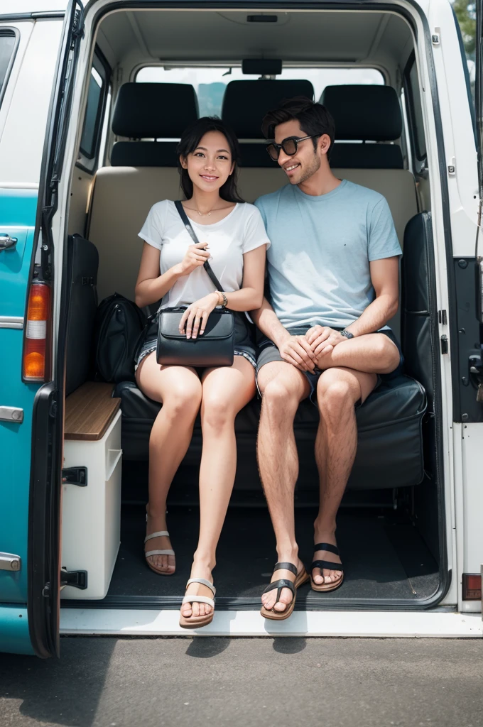 Traveling couple and a Kombi