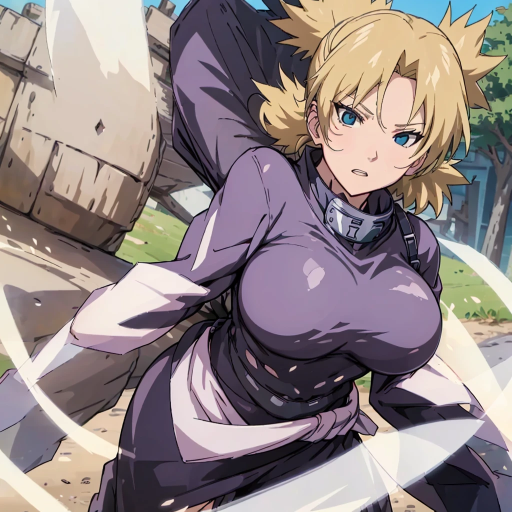 Sexy adult woman,Temari,standing still,huge breast,in her new sexy ninja cyberpunk,  outfit,show lot her body and open chest,hentai,snfw,thick body,age30,2 piggy tales