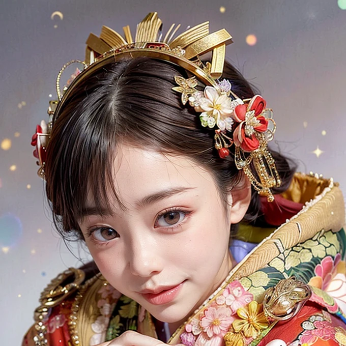 (PUNIPUNI offshoulDer KIMONO offshoulDer KANZASHI flowers Hairpin )High-level, 8K Masterpiece TopQuality, Ultra-DetaileD CG, AbsurD DetaileD wallpaper, PerfectLighting, Extremely DetaileD (((Personifying " Oiran " as a KAWAII Girl))), Characteristic Items, aesthetic LifeLike RenDering, MysticSight, Haze TynDall Scattering, (StuDio GRAY BackgrounD with (OoDles Dazzling RainbowColorParticles (bokeh))), (((Assfocus)) RounDlyButts ThighGap), (ExposeD:0.44) 🔞 BREAK (Acutance:0.8), (NOGIZAKA FaceVariations) Extremely DetaileD very KAWAII FaceVariations, ChilDish CaptivatingGaze ElaboratePupils DetaileD Eyes with (SparklingHighlights:1.28), (Voluminous LongEyelashes:0.88)、Glossy ReDLips with beautiful Details, CoquettishTongue, RosyCheeks, RaDiant PearlSkin with Transparency, Glowing DowneyHair . { (Dynamic LifeLike expressions:1.4) | (:D) }, (large eyes:-1) .