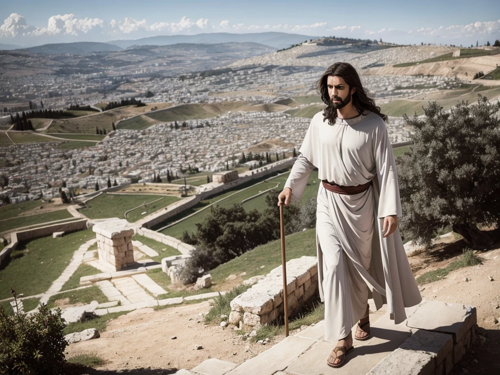 Jesus walking on the Mount of Olives