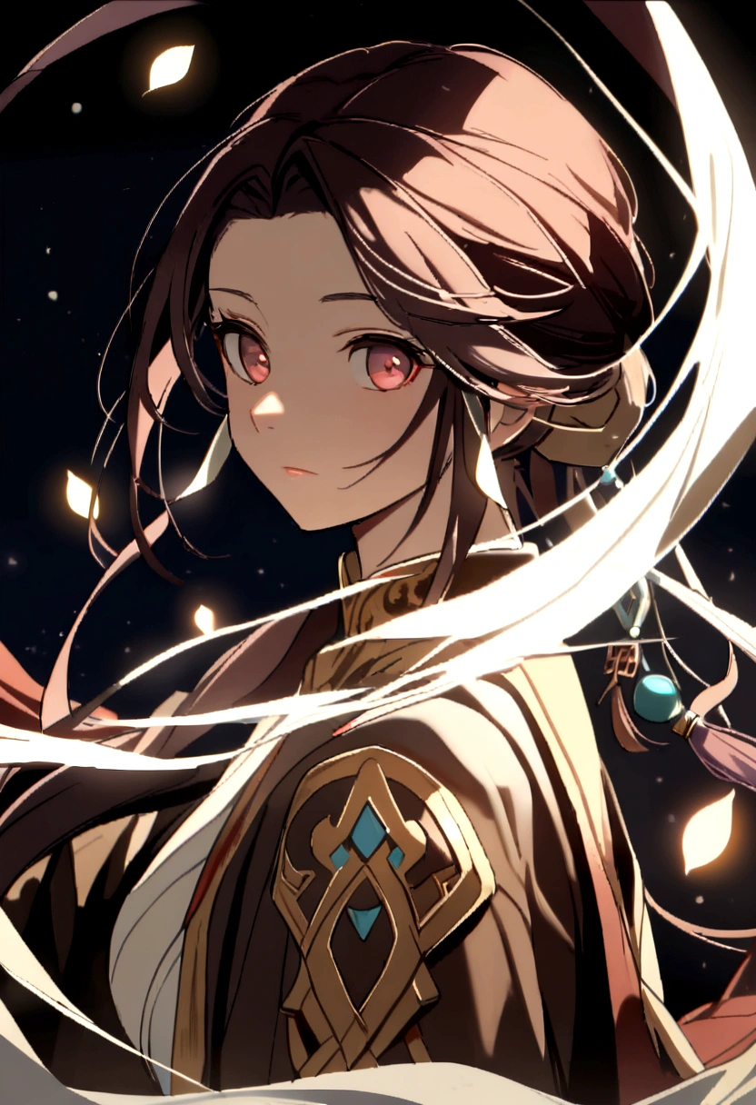 (ink, amazing: 1.3, unified 8k wallpaper, realist, detailed: 1.2, Masterpiece, illustration), [((1 girl), superior_body, dynamic angle, world Masterpiece theater: 1.2, Best Quality, content, beautiful, ghost dance sweater, long flowing hair, soft shine: 0.8, double chrysanthemum), :( movie lighting: 1.3, Alone_flare: 1.2, dunhuang elements)]