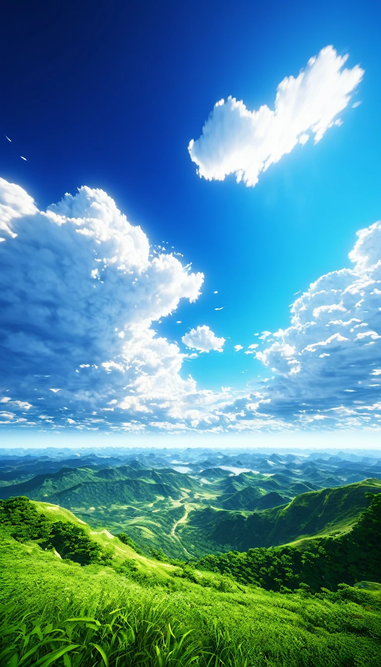 Sky-only image:1.5、Summer sky,Realistic,Very realistic,Extreme Detail,Breathtakingly realistic,High contrast realism,High Saturation Realism,Vibrant colors,Dramatic lighting,Fascinating landscape,Persuasive storytelling,Atmospheric scenery,Captivating visuals,Intricate details,Strong emotions,Heavenly Beauty,A dreamlike world、A world full of light、