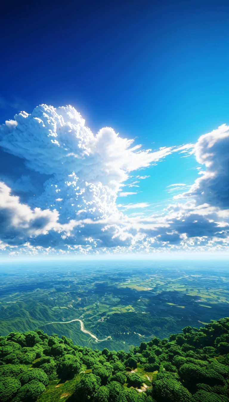 Sky-only image:1.5、Summer sky,Realistic,Very realistic,Extreme Detail,Breathtakingly realistic,High contrast realism,High Saturation Realism,Vibrant colors,Dramatic lighting,Fascinating landscape,Persuasive storytelling,Atmospheric scenery,Captivating visuals,Intricate details,Strong emotions,Heavenly Beauty,A dreamlike world、Light comes in from the front