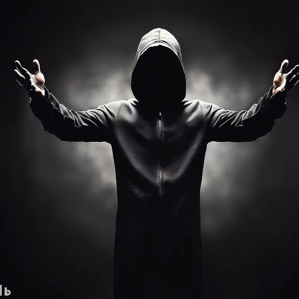 Hooded man with hands out, wearing a dark hood, hooded figure, hooded figure surreal, hooded, in a black hoodie, vantablack cloth technology, hooded figures, clothed in hooded, Homem misterioso, faceless people dark, wearing a black hoodie, cloaked, gothic wearing hooded dark cloak, dark cloaked figure, youtuber