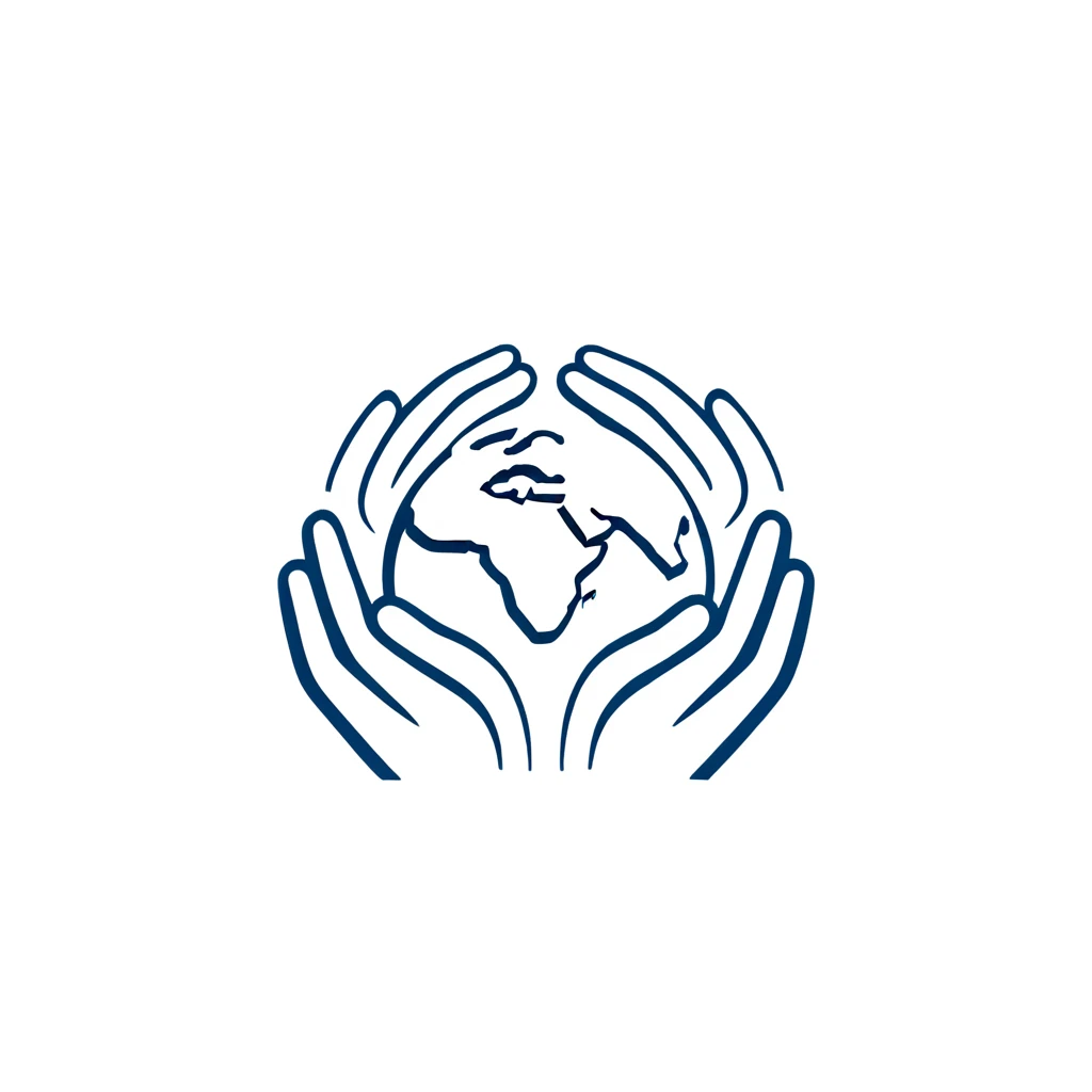 Hands forming together to make earth logo, icon, concept, minimalistic, plain, world, hands