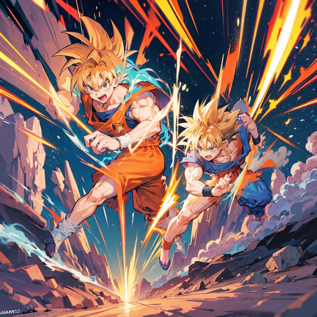Goku transformed into a super saiyan in the middle of Namek with epic quality