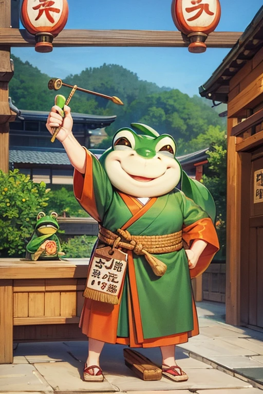 ((best quality)), ((masterpiece)), (detailed), Frog laughing, Samurai