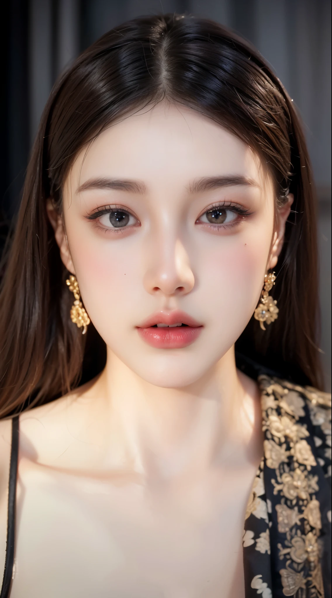 Game Art，CG Animation，Best image quality，Maximum resolution，8K picture quality，(A bust photo)，(portrait)，(Head close-up)，(Rule of Thirds)，Unreal Engine 5 rendering works，20 year old girl，((Queen))，The eyes are very detailed，(Large Breasts)，Elegance and nobility，Ray Tracing，Game CG，((3D Unreal Engine))，OC rendering reflection mode，4K，Ultra-clear，Translucent lace，Fair and plump figure，Pretty Face，Glossy Gel Coat，身着华贵礼服的Queen，Gorgeous clothing，Luxurious and exquisite jewelry，Colorful makeup，Full figure，Dark red lipstick