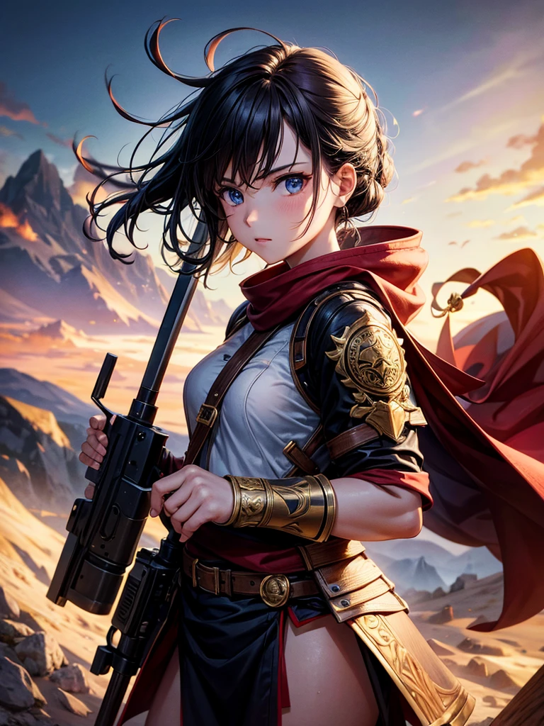 Highest quality,Highest Resolution,1People Girls,Fighting Warrior,looking at the camera,Carrying a weapon,