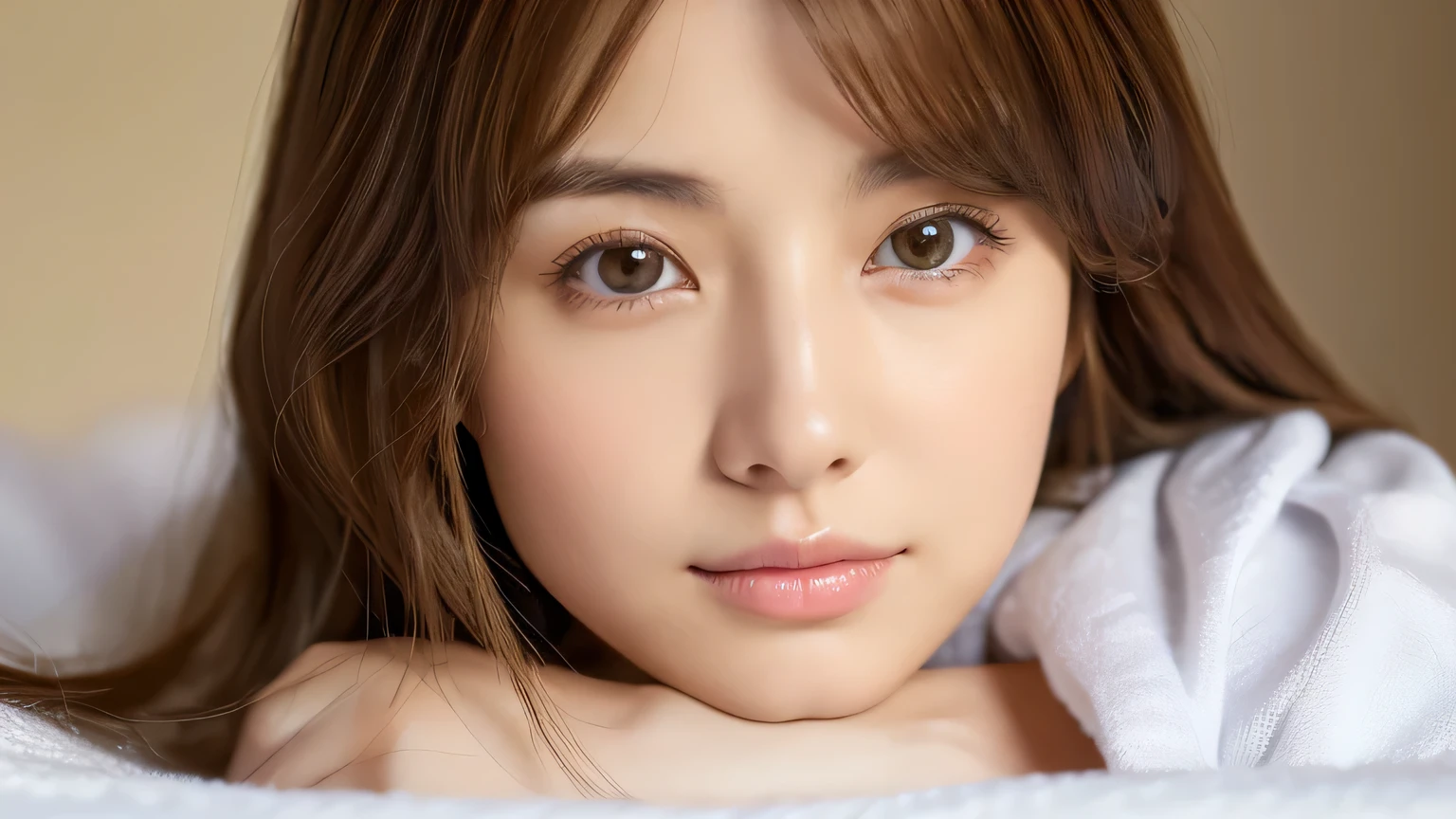 ((Mastepiece,Photorealistic)), (((8K,Best Quality: 1.5))), ((Super Detail: 1.5)) , Cute Woman,Beautiful woman,Japanese,Age 25,((Cute Woman Sleeping in Bed)),Ultra-detailed facial features, sleeping face, Detailed Texture, Natural Skin Shader, photograph,(((Full Body))),Ultra-high resolution,Beautiful Japanese women,(((pajamas,best quality))),Realistic eyes,Brown eyes,Realistic Skin,Golden Ratio,((Brown Hair,Long Hair:1.3,1girl)),Glowing, firm and radiant skin