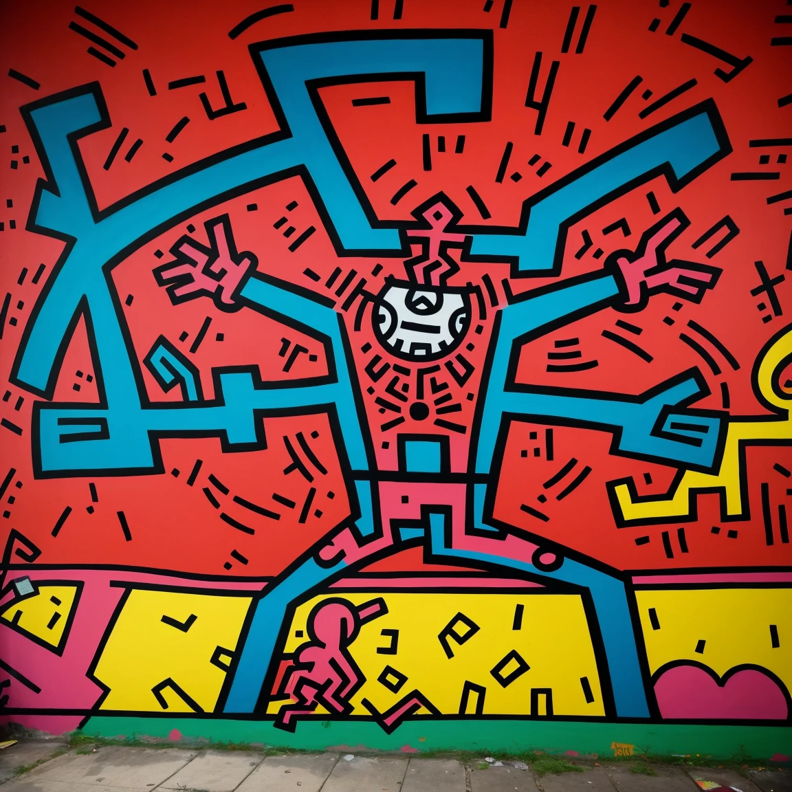 graffiti, painting, art by Keith Haring, masterpiece, intricate details, full screen