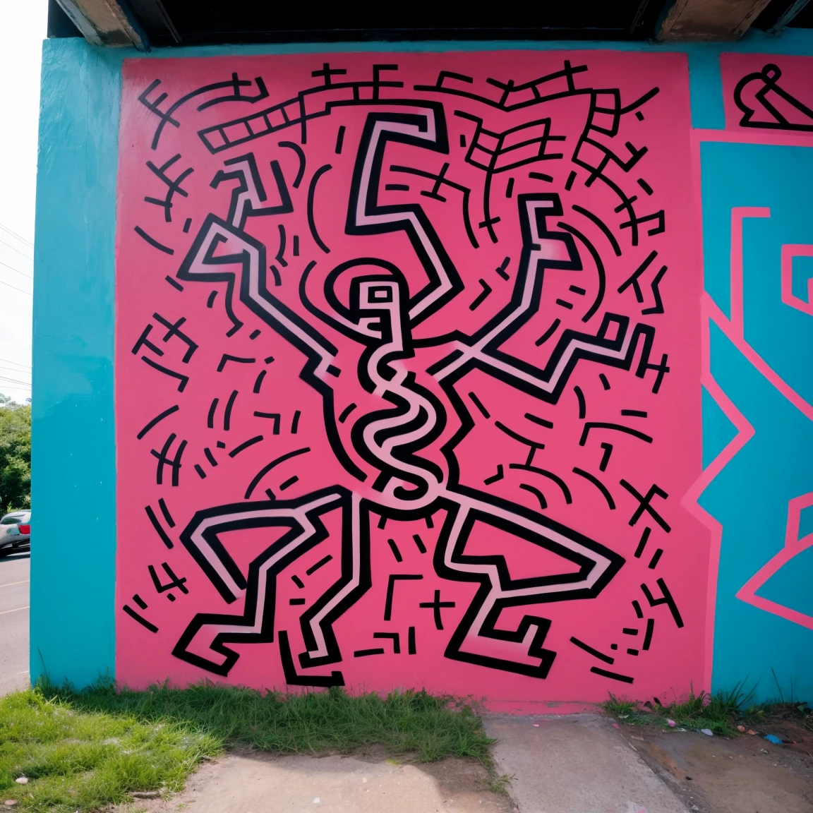 graffiti, painting, art by Keith Haring, masterpiece, intricate details, full screen