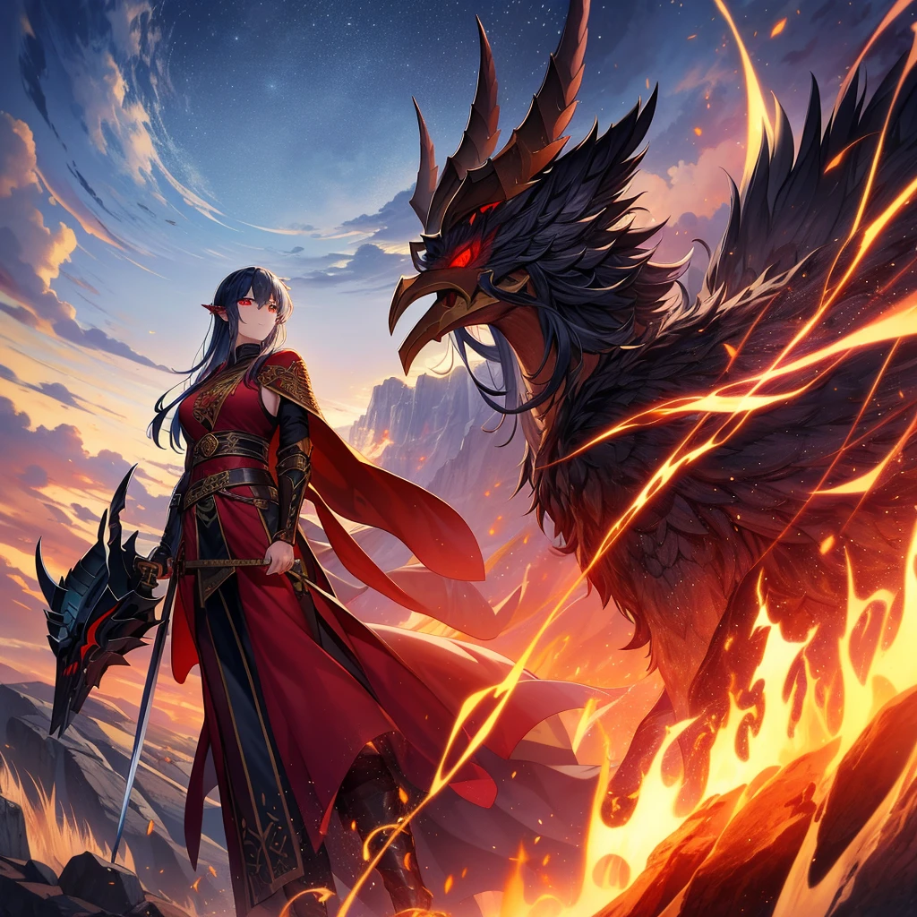 top-quality、Masterpiece、detaileds、Norse mythology、Magic Sword Levatein、primordial flame、red and black sword、sharp crispness、Flame Sword、Boneless、scar、Burst、huge sword、Levatein(Old Norse: Lævateinn)ha、Weapons in Norse mythology。 In the source material of Norse mythology、A sword that can kill Vizovnir, the rooster sitting on the top of the World Tree.。Levatein as a proper noun、It is treated as a sword like Mystiltein in the saga of Fromund Gripsson.、If we consider Levatein as two words, Leva and Tein,、treated as a cane。「Cunning Loptor(loki)」trained by、Usually ha、demon king boy
super strong and col strong body
of Surtur, the giant of Muspersheim.、It is kept in a box called Regaln with nine locks.。 In modern Japanese fantasy works,、The name is sometimes used to refer to the sword and flame wielded by Surtur during Ragnarok.。