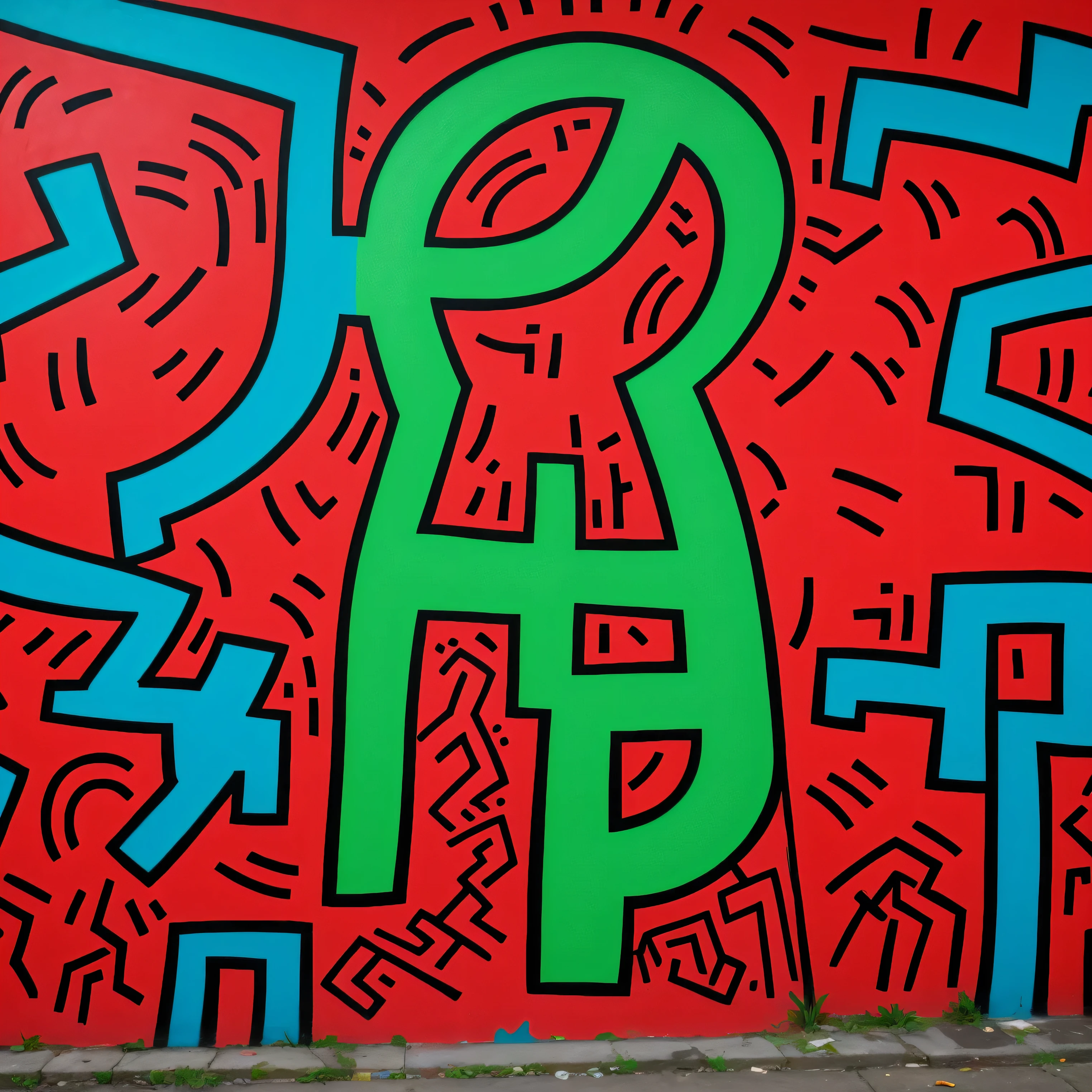 graffiti, painting, art by Keith Haring, masterpiece, intricate details, full screen