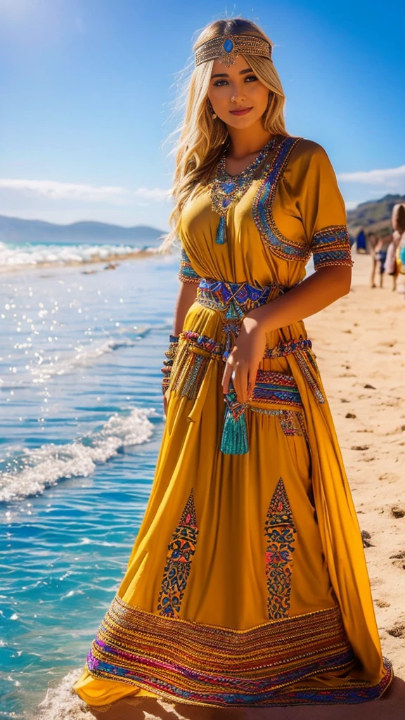 Most beautiful blonde lady, robe kabyle, berber,amazigh, kabyle beauty, bijoux,kabyledress, attractive, hd,best, perfect body , ouadhias,amazigh outfit, beach background