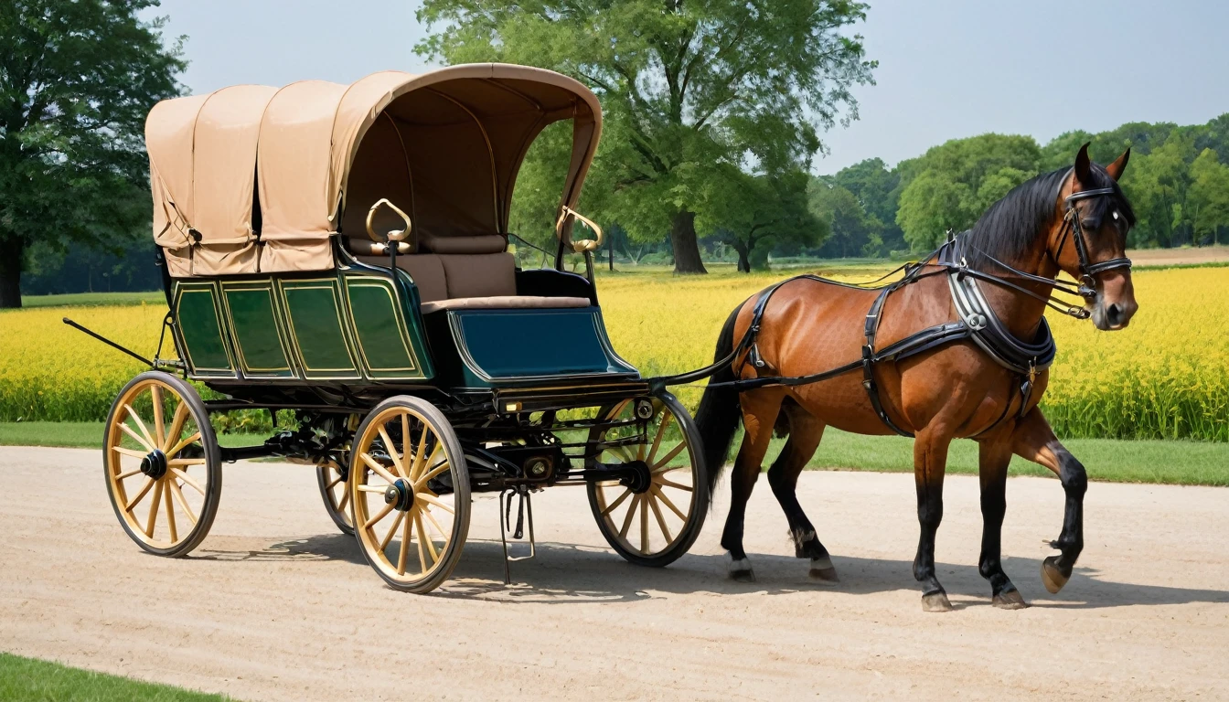 McKyle Carriage 1825
• Manufacture: 1825
• Type: Ride-on Cart
• Price: Variable, depending on customization and quality
• Exterior Design:
◦ Style: Elegant and functional, with attention to the artistic details of the period.
◦ Body: High quality wood, with iron reinforcement in critical areas.
◦ Wheels: Four wooden wheels with iron rims for durability.
• Interior Design:
◦ Cabin: Seats upholstered in leather, providing comfort during travel.
◦ Instrumentation: Basic, with space for oil lanterns.
• Battery capacity:
◦ Utility: Designed to transport passengers and small loads.
• Performance:
◦ Suspension: Innovative weight distribution system between the wheels, ensuring a more comfortable ride.
◦ Traction: Horse-drawn, with improvements to soften the impact on the wheels.
• Context and Use:
◦ The 1825 McKyle Carriage was one of the first carriages produced by Otto McKyle, known for its comfort and superior quality. The innovation in the weight distribution system marked a significant advancement in transportation technology at the time, attracting the attention of a discerning clientele and paving the way for McKyle Carriage & Co.'s success.
