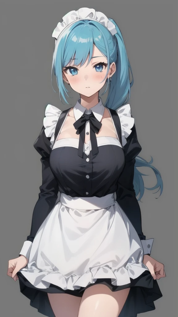 2d,sylpha, long_hair, 1girl, blue_eyes, blue_hair, solo, blush, large_breasts, ponytail   , maid_headdress, maid, apron, upper body, looking at viewer, score_9, score_8_up, score_7_up, , anime coloring ,BREAK source_anime, anime ,
break masterpiece ,8k unity wallpaper,anime key visual,highest quality, High resolution,  (shape:0.8),anime coloring,
highly detailed face, detailed eyes,growing eyes,shiny skin,fine skin,white skin,dense skin,detailed hair,highly detailed legs,
perfect lighting, Detailed CG, 
(perfect hands, perfect anatomy),High resolution,
Break slender limbs, delicate curves, dainty hands,figure:0.8,