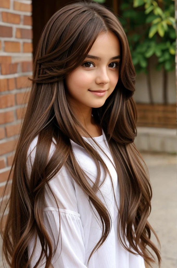 A cute girl with long brown hair