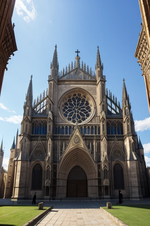 ghotic medieval cathedral , view in front , outside