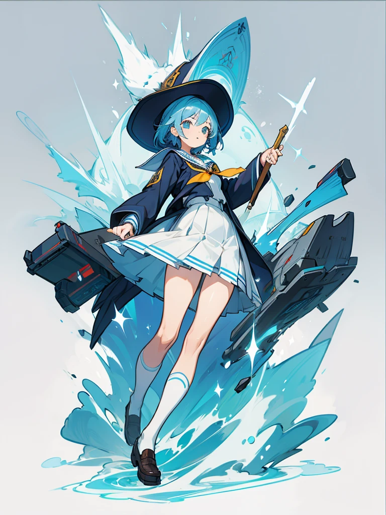 School wizard uniform Girl, concept art, full body