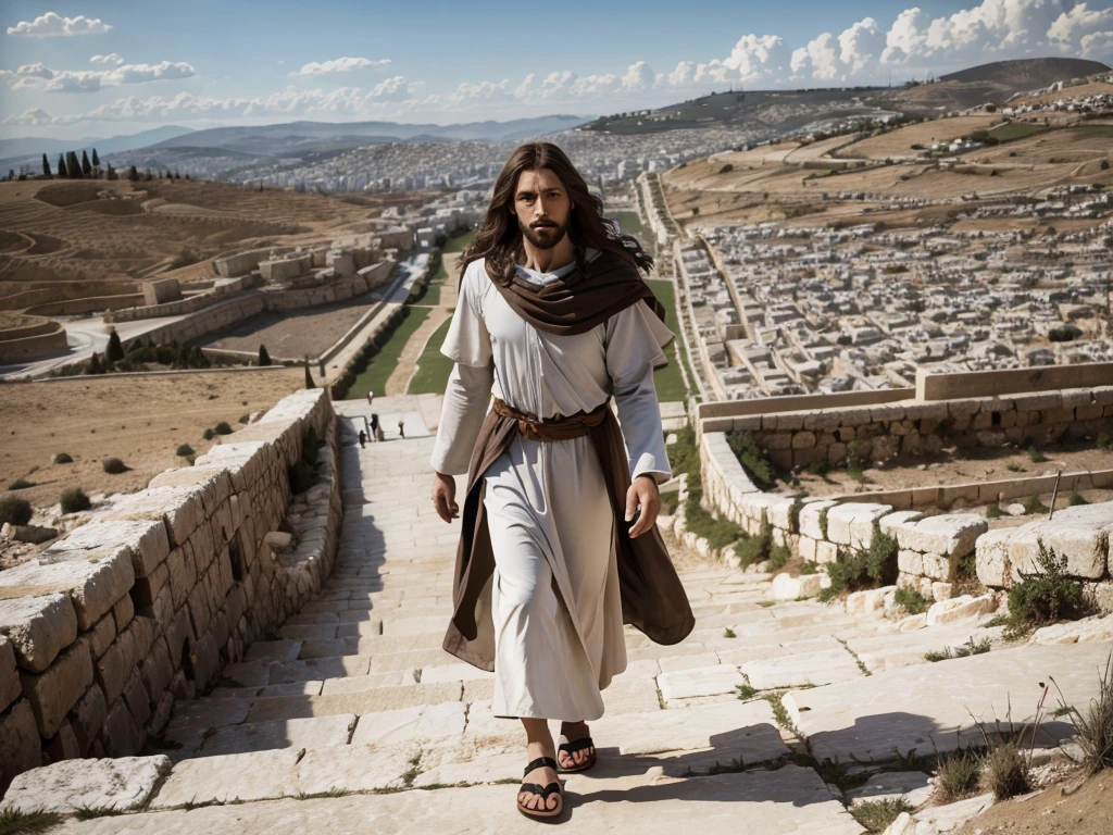 Jesus walking on the Mount of Olives