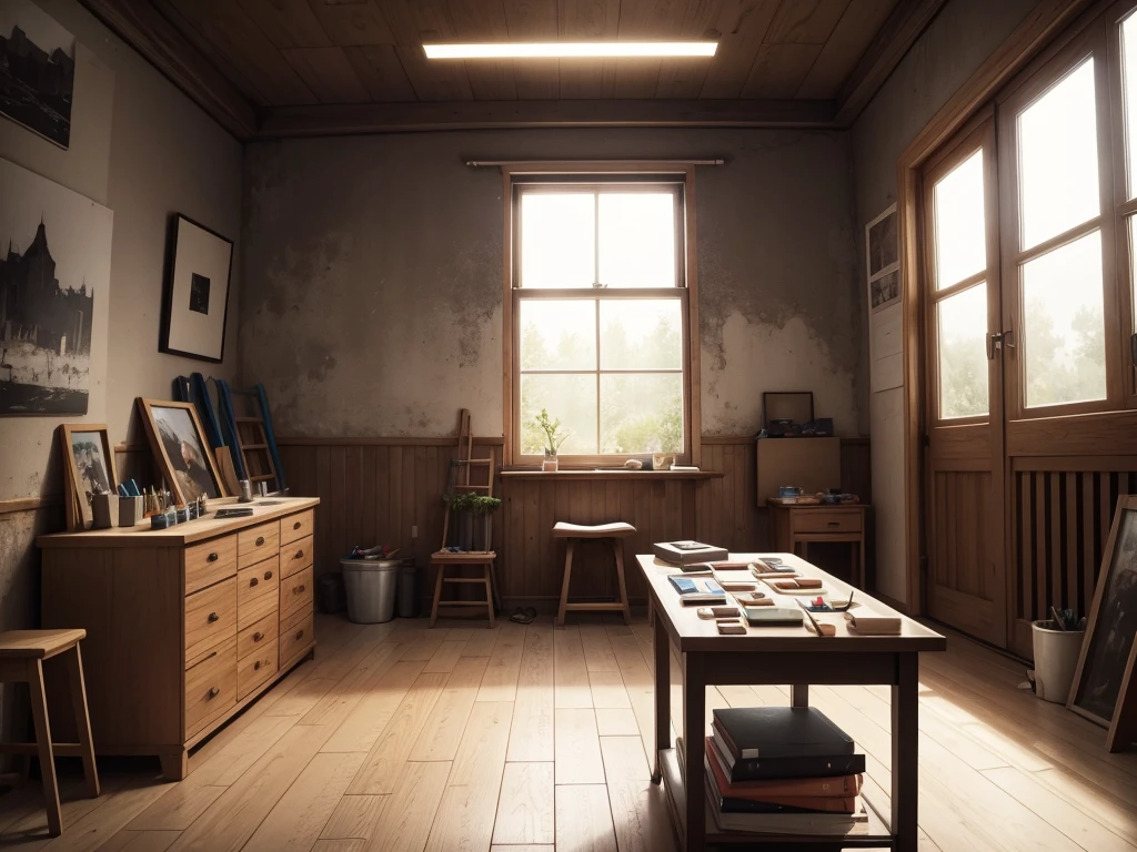 2D, background, empty painter workshop