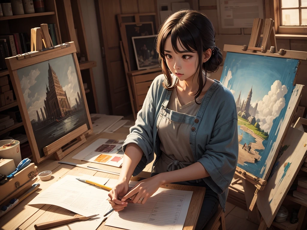 2D, background, empty painter workshop
