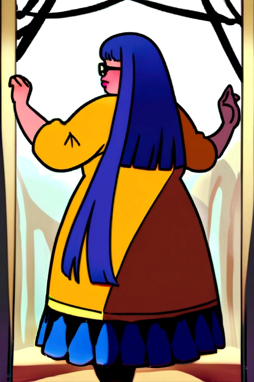 Fat and ugly girl dancing who wears glasses and has long straight hair