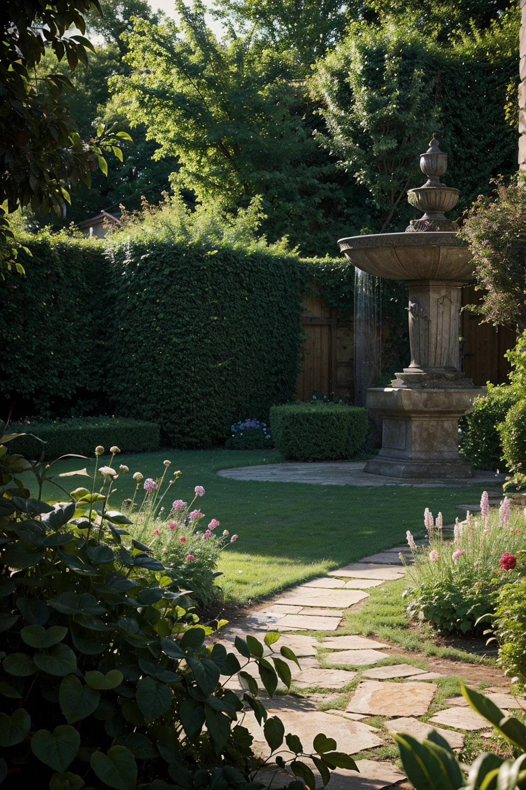 Nostalgic photo of a garden, 90s, Ultra HD, High definition, texture, cinematic