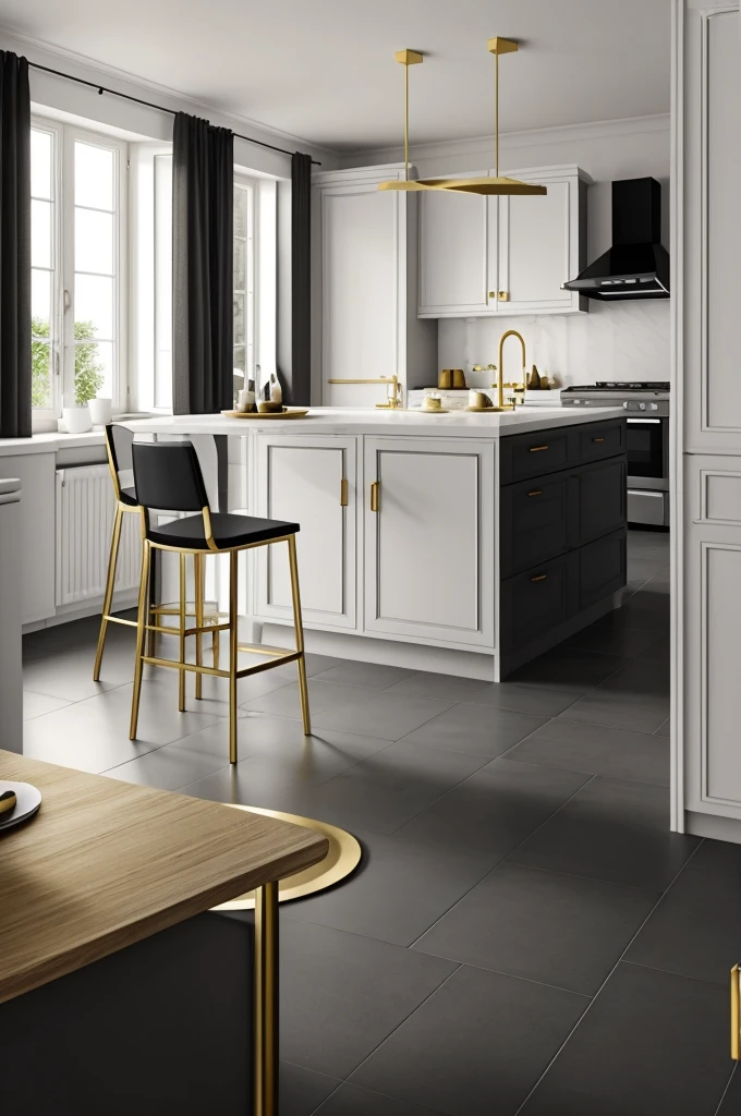 Très grande Cuisine pour un maNoir (gray,Noir, Blanc, Golden)