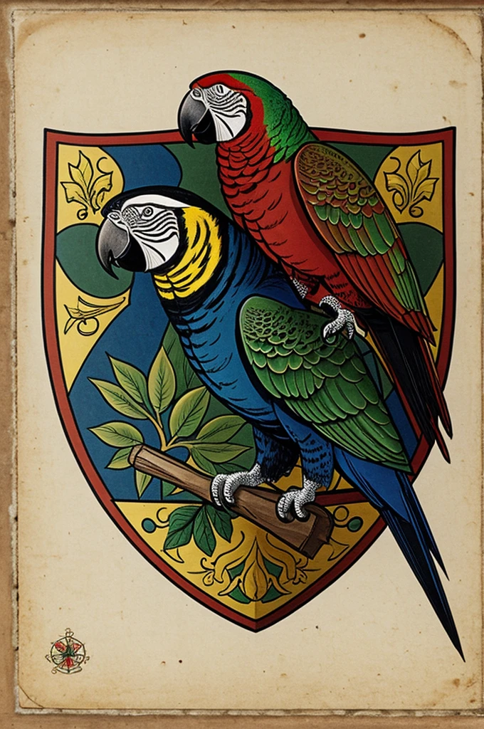 Shield of a parrot and a panther