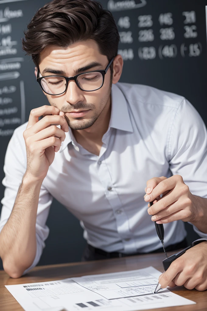 man doing calculations