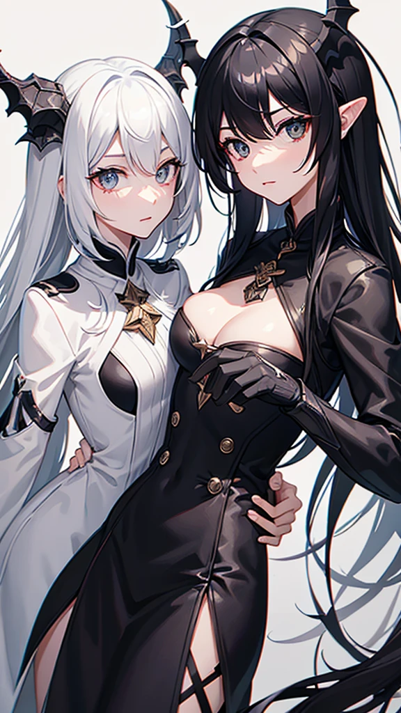  with a dragon appearance and black and half white hair, and star details